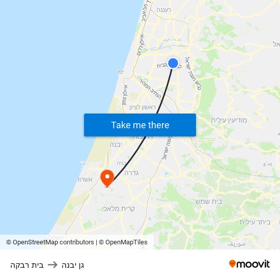 בית רבקה to גן יבנה map