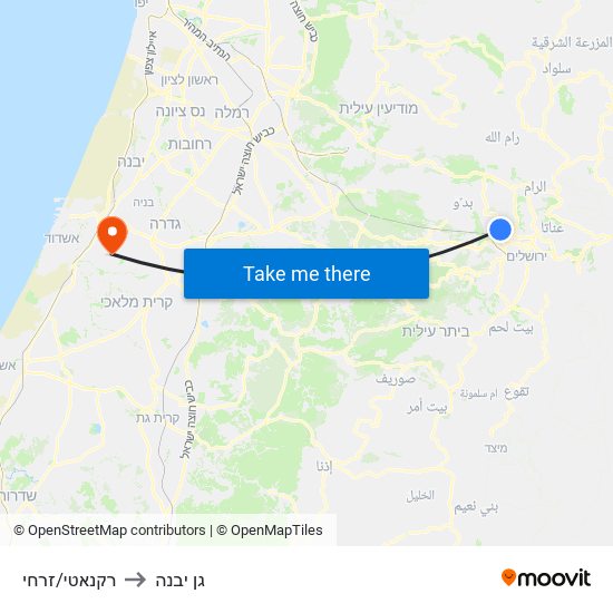 רקנאטי/זרחי to גן יבנה map