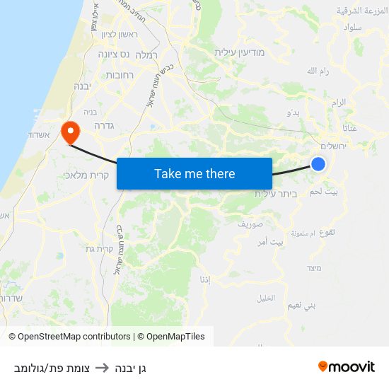 צומת פת/גולומב to גן יבנה map