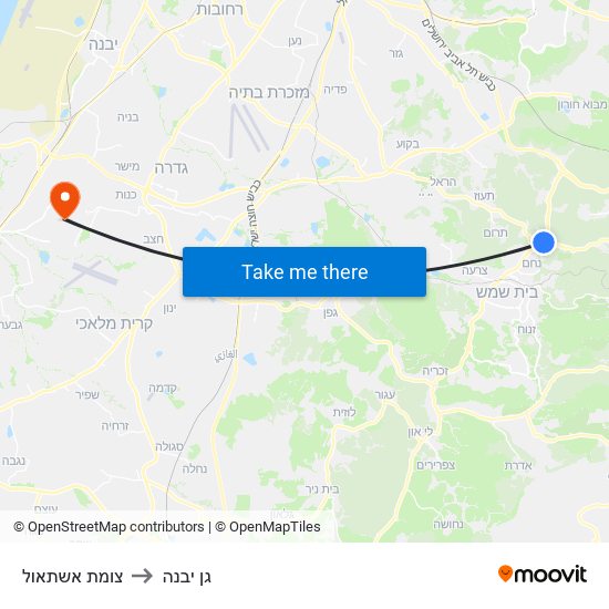 צומת אשתאול to גן יבנה map
