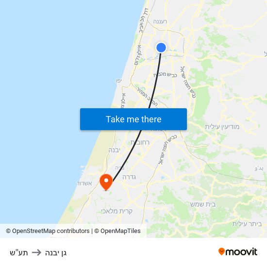 תע''ש to גן יבנה map