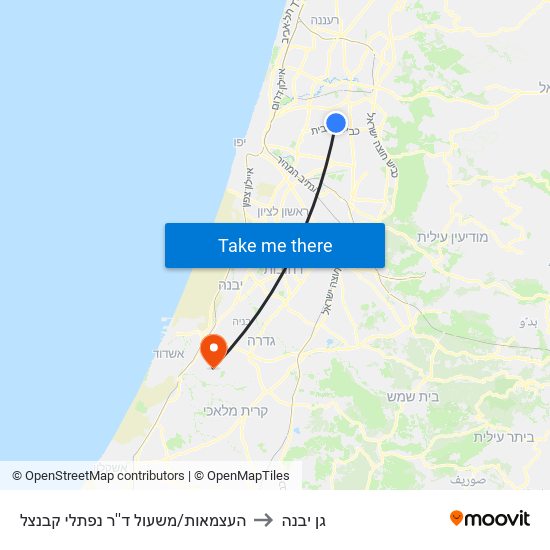 העצמאות/משעול ד''ר נפתלי קבנצל to גן יבנה map