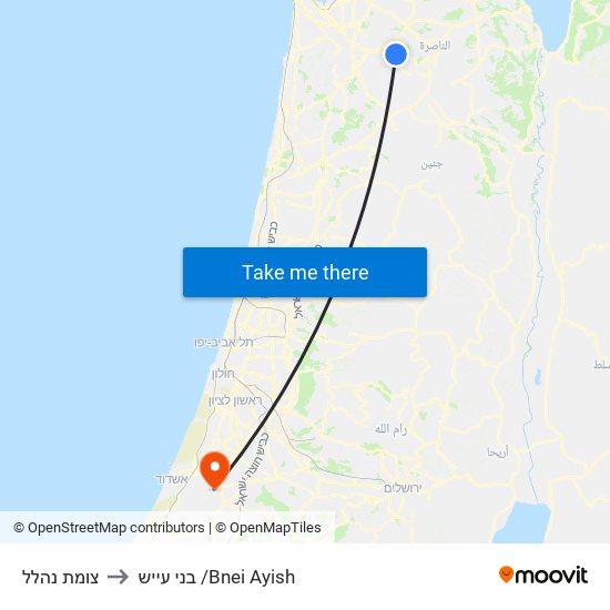צומת נהלל to בני עייש /Bnei Ayish map