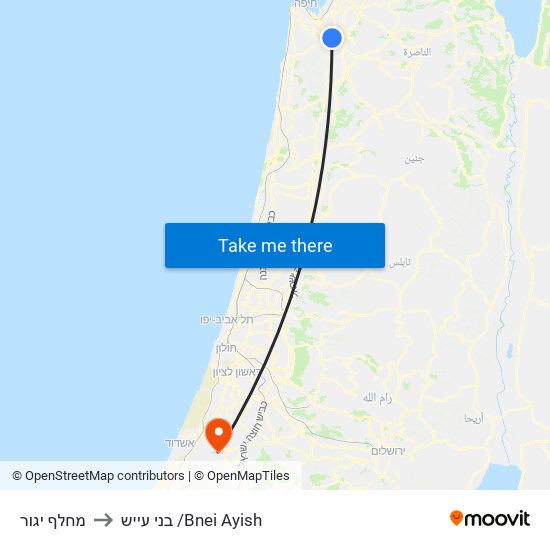 מחלף יגור to בני עייש /Bnei Ayish map