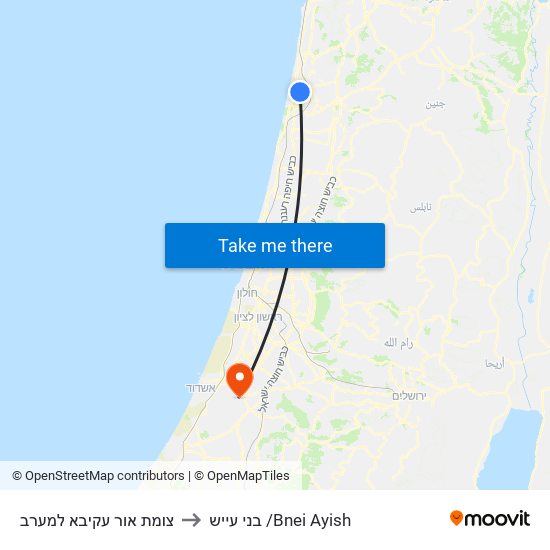 צומת אור עקיבא למערב to בני עייש /Bnei Ayish map