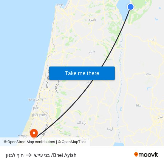 חוף לבנון to בני עייש /Bnei Ayish map