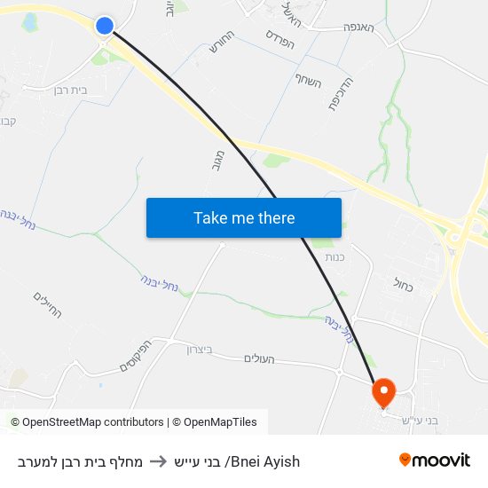 מחלף בית רבן למערב to בני עייש /Bnei Ayish map