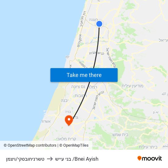טשרניחובסקי/ויצמן to בני עייש /Bnei Ayish map
