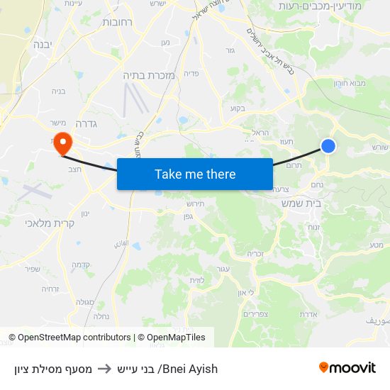 מסעף מסילת ציון to בני עייש /Bnei Ayish map