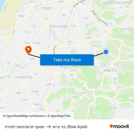 מסעף תרום/תעוז למזרח to בני עייש /Bnei Ayish map