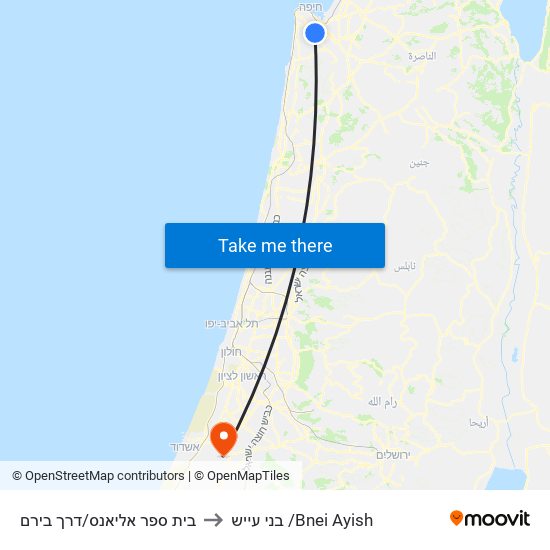 בית ספר אליאנס/דרך בירם to בני עייש /Bnei Ayish map