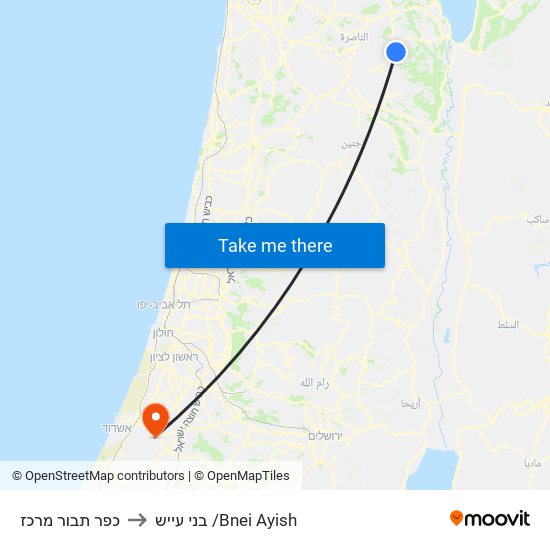 כפר תבור מרכז to בני עייש /Bnei Ayish map