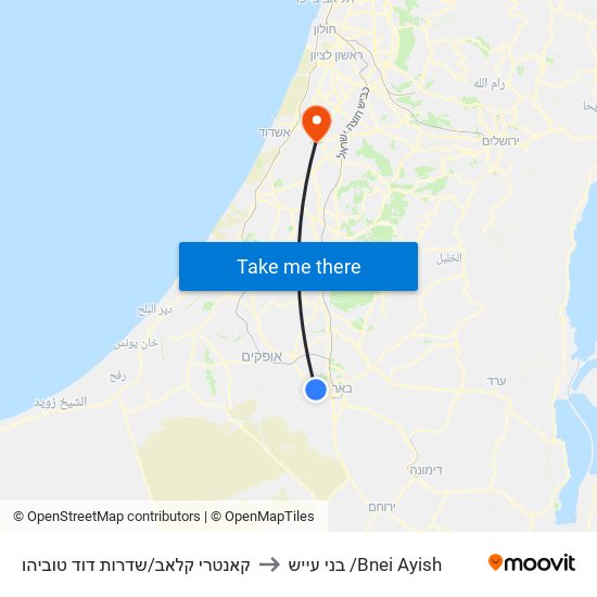 קאנטרי קלאב/שדרות דוד טוביהו to בני עייש /Bnei Ayish map