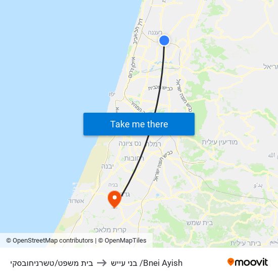 בית משפט/טשרניחובסקי to בני עייש /Bnei Ayish map