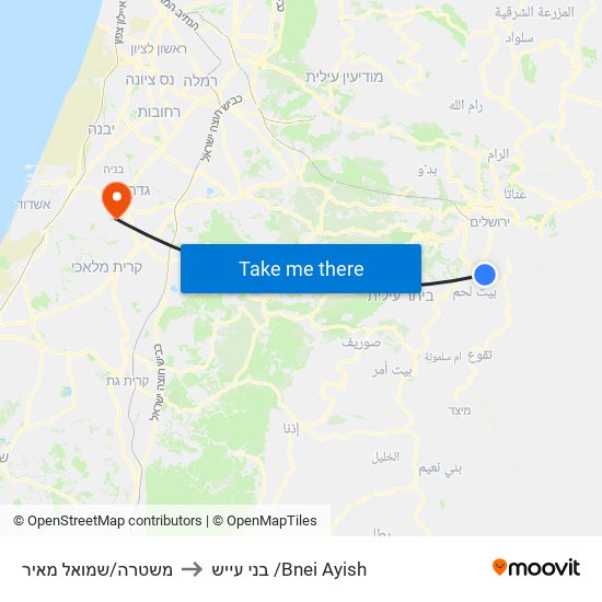 משטרה/שמואל מאיר to בני עייש /Bnei Ayish map