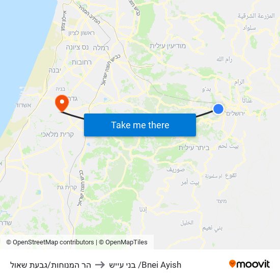 הר המנוחות/גבעת שאול to בני עייש /Bnei Ayish map