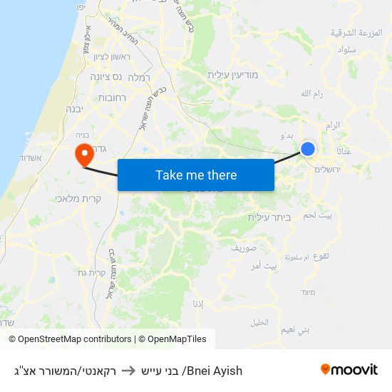 רקאנטי/המשורר אצ''ג to בני עייש /Bnei Ayish map