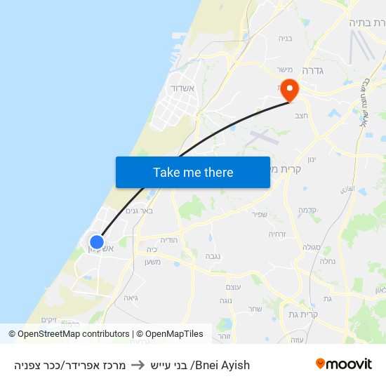 מרכז אפרידר/ככר צפניה to בני עייש /Bnei Ayish map