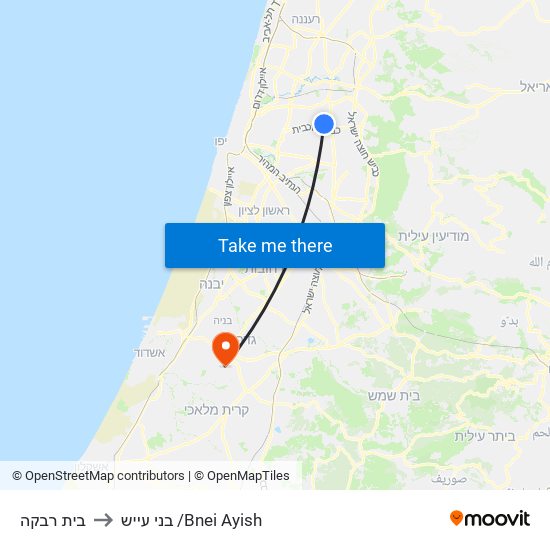 בית רבקה to בני עייש /Bnei Ayish map