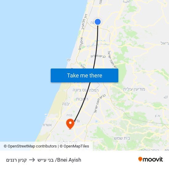 קניון רננים to בני עייש /Bnei Ayish map