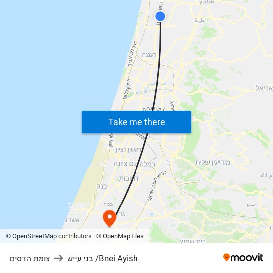צומת הדסים to בני עייש /Bnei Ayish map
