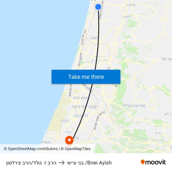 הרב ז. גולד/הרב צירלסון to בני עייש /Bnei Ayish map