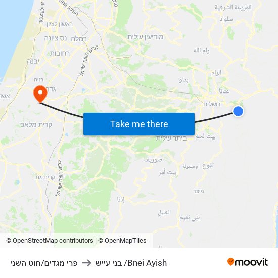פרי מגדים/חוט השני to בני עייש /Bnei Ayish map
