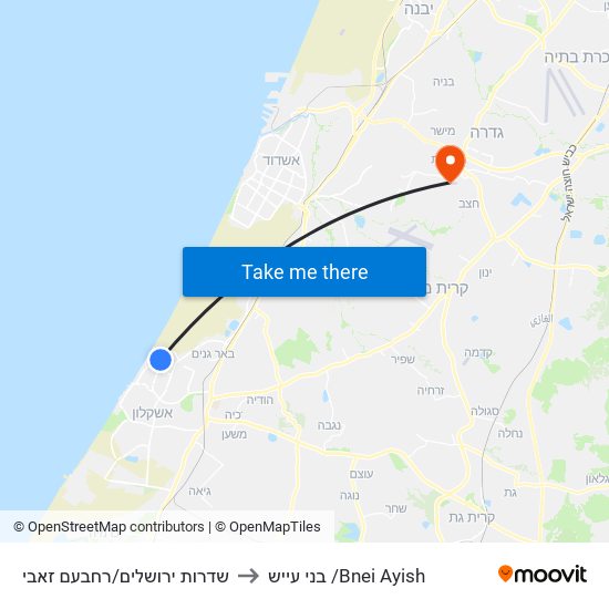 שדרות ירושלים/רחבעם זאבי to בני עייש /Bnei Ayish map