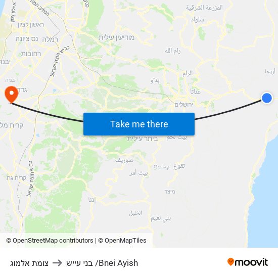 צומת אלמוג to בני עייש /Bnei Ayish map