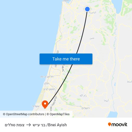 צומת סוללים to בני עייש /Bnei Ayish map
