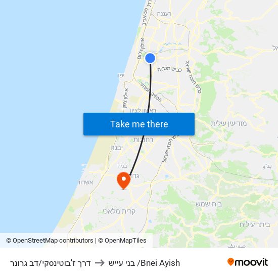 דרך ז'בוטינסקי/דב גרונר to בני עייש /Bnei Ayish map