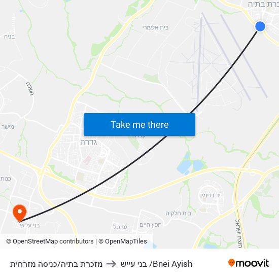 מזכרת בתיה/כניסה מזרחית to בני עייש /Bnei Ayish map