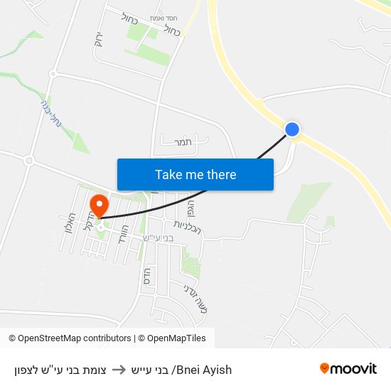 צומת בני עי''ש לצפון to בני עייש /Bnei Ayish map