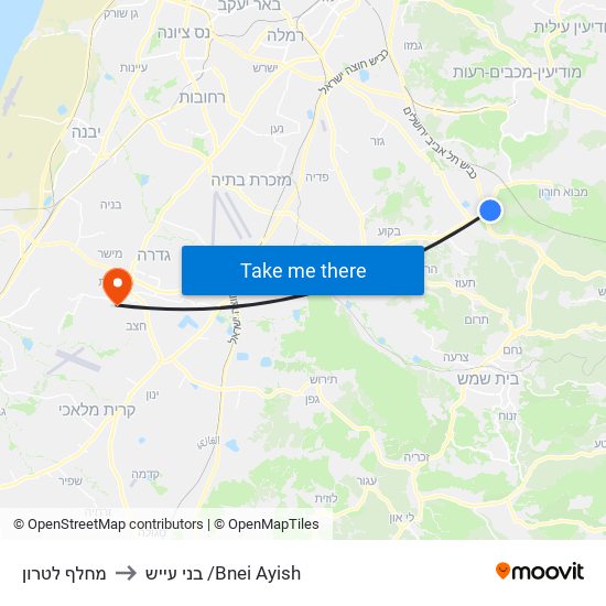 מחלף לטרון to בני עייש /Bnei Ayish map
