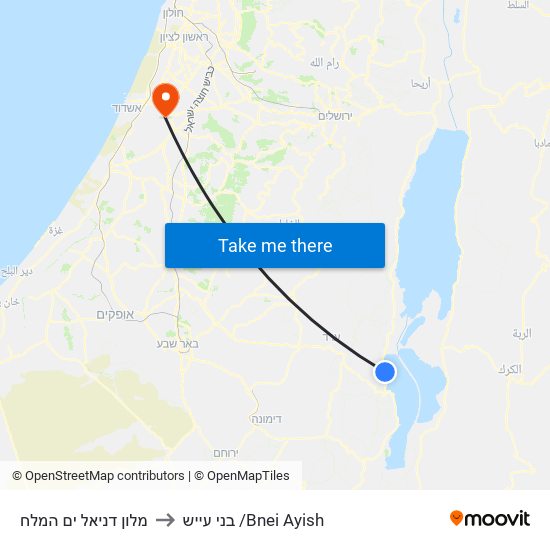מלון דניאל ים המלח to בני עייש /Bnei Ayish map