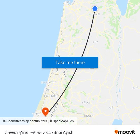 מחלף הושעיה to בני עייש /Bnei Ayish map