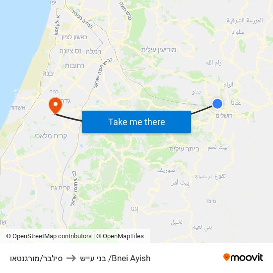 סילבר/מורגנטאו to בני עייש /Bnei Ayish map