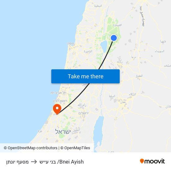 מסעף יונתן to בני עייש /Bnei Ayish map