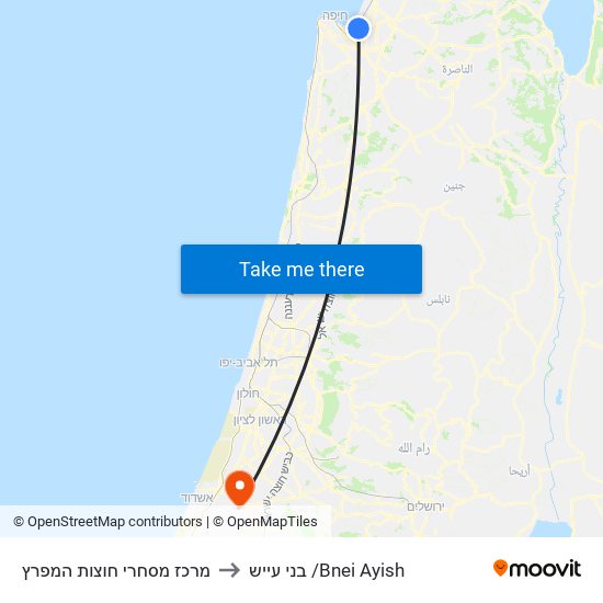 מרכז מסחרי חוצות המפרץ to בני עייש /Bnei Ayish map