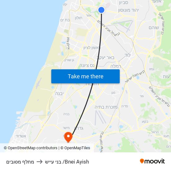 מחלף מסובים to בני עייש /Bnei Ayish map
