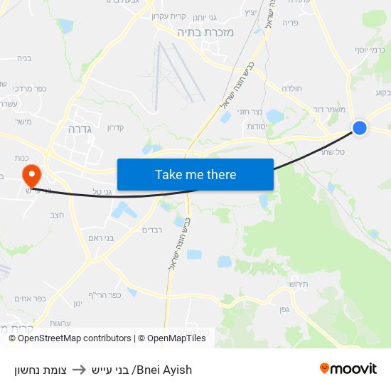 צומת נחשון to בני עייש /Bnei Ayish map