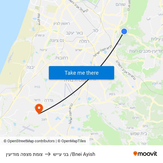 צומת מצפה מודיעין to בני עייש /Bnei Ayish map