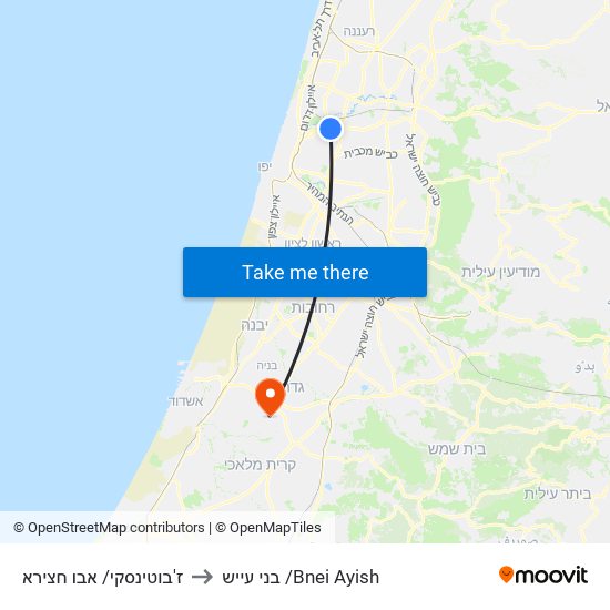 ז'בוטינסקי/ אבו חצירא to בני עייש /Bnei Ayish map