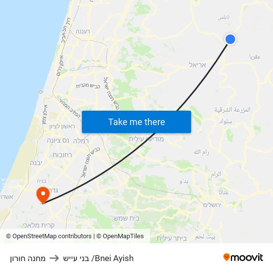 מחנה חורון to בני עייש /Bnei Ayish map