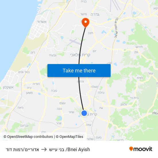 אדוריים/רמות דוד to בני עייש /Bnei Ayish map