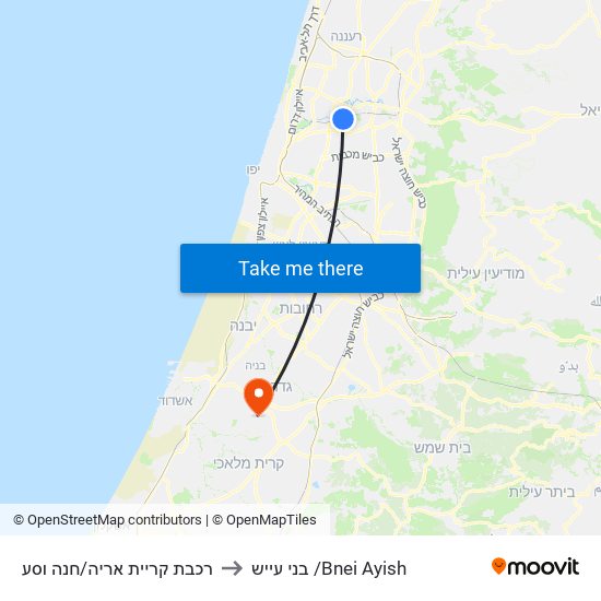 רכבת קריית אריה/חנה וסע to בני עייש /Bnei Ayish map
