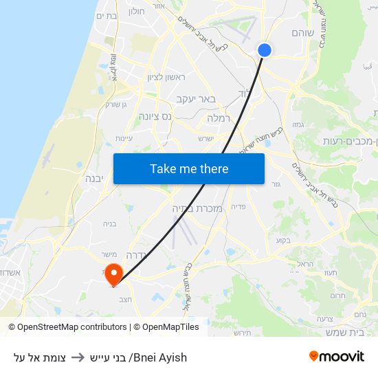 צומת אל על to בני עייש /Bnei Ayish map