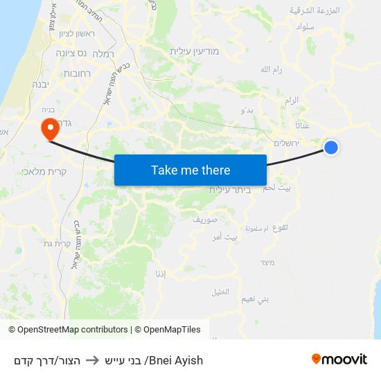 הצור/דרך קדם to בני עייש /Bnei Ayish map