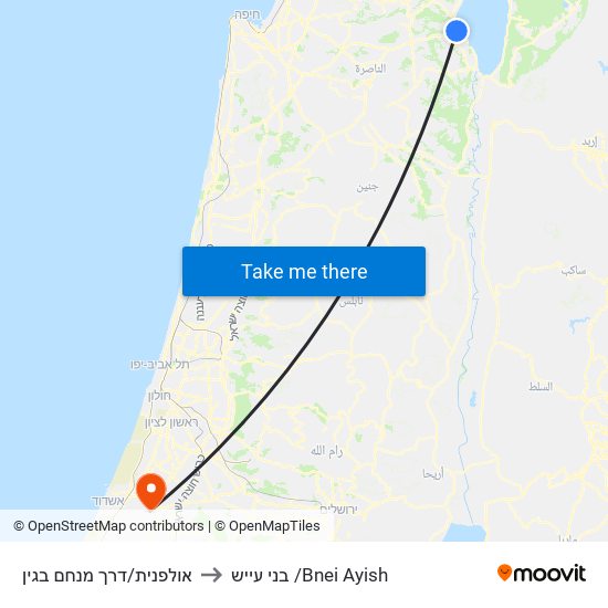 אולפנית/דרך מנחם בגין to בני עייש /Bnei Ayish map