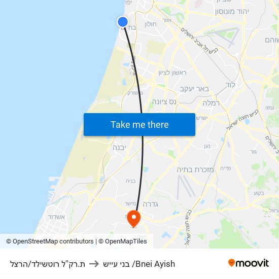 ת.רק''ל רוטשילד/הרצל to בני עייש /Bnei Ayish map